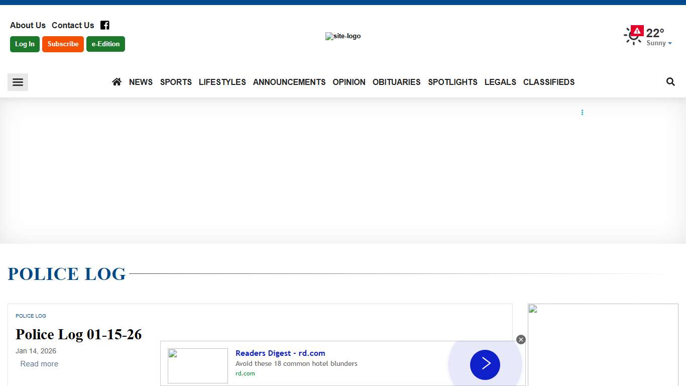 Police Log | warwickonline.com